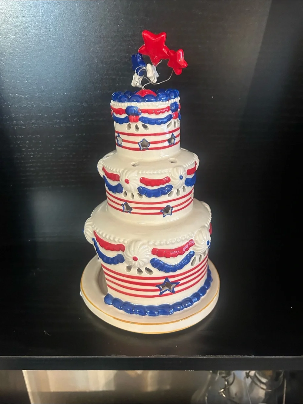Patriotic Red White and Blue Tiered Cake Decoration